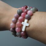 Rosario pulsera Santa Maria Magdalena piedra natural Agnus